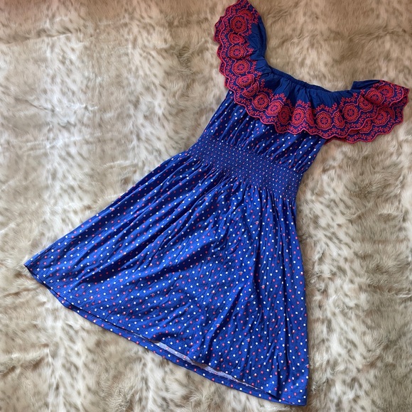 Lilly Pulitzer Red, White & Blue Blue Ruffled Smocked Sundress - Picture 7 of 7